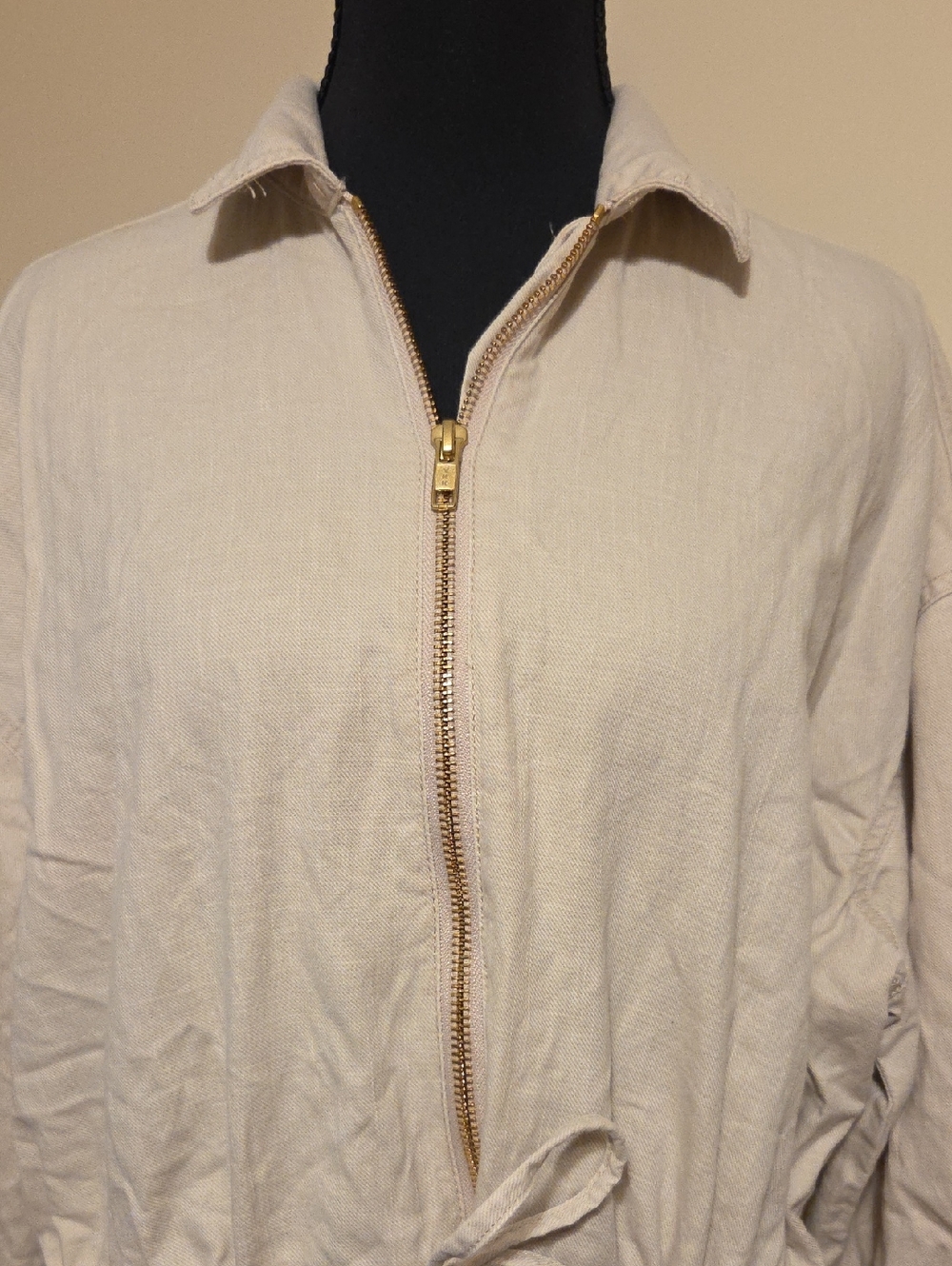 J. CREW Utility Cinched Zip Up Dress Drapey Cotton Khaki Cream Tan Beige Small - Picture 7 of 12